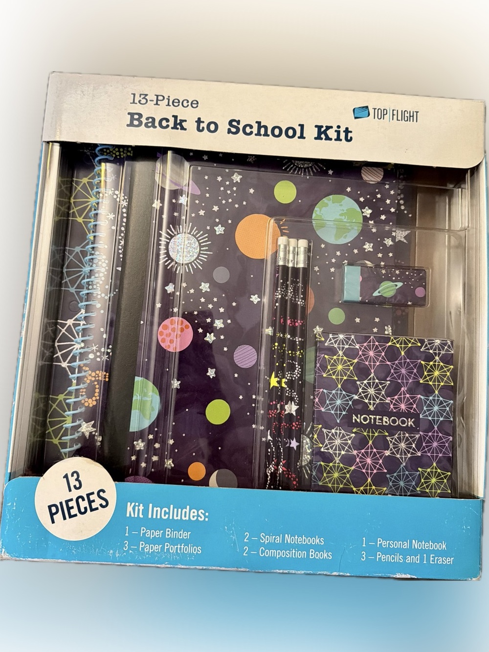 Top Flight 13-Piece Space Back to School Kit - New/ Unopened Box